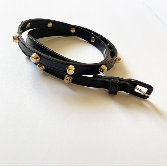 Target Black skinny belt with gold studs Size small - Picture 2 of 5